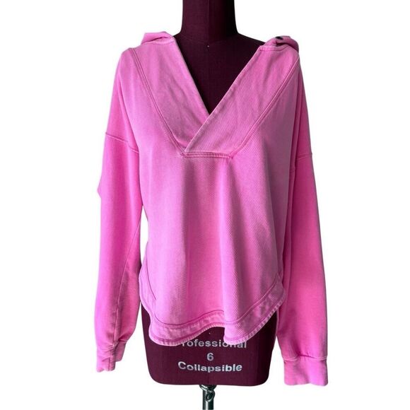 Anthropologie Pilcro Warfside Hooded Sweatshirt size S M Pink - Picture 1 of 9